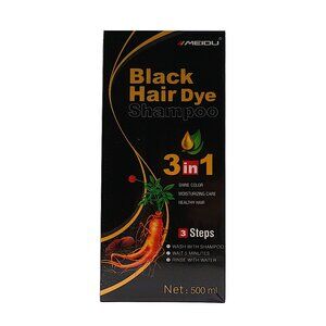 Black Hair Dye Shampoo 3-in-1 Instant Color Covers Gray Fast NEW